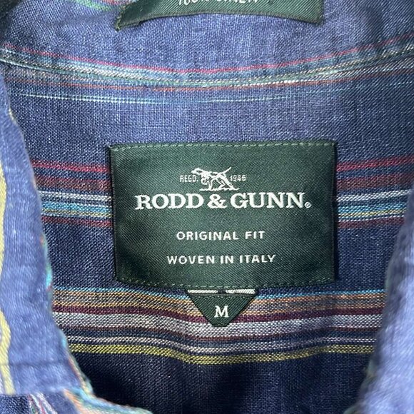 Rodd and Gunn Mens M Linen Striped Shirt Rugged Rodeo Western Lightweight - Picture 4 of 8